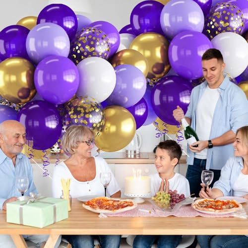 Image of 60PCS Purple and Gold Balloons,Purple and Gold Graduation Decorations Balloon Arch Kits,Suitable for Birthday Wedding Anniversary Festival Ceremony Decorations