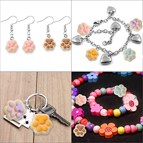 Liqunsweet 40Pcs 5 Colors Opaque Resin Animal Footprint Charms Bear Dog Cat Paw Foot Print Charm For Jewelry Making Diy Craftings #TOP6