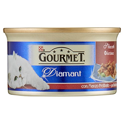 Gourmet Diamant Purina Umido Gatto Sfilaccetti con Manzo Prelibato- 24 Lattine da 85G Ciascuna (Confezione da 24 x 85G)