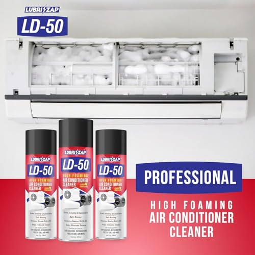Image of Lubrizap LD-50 AC Foam Cleaner Spray for Split, Window AC & Car AC | Cleans Coils, Vents & Ducts | Removes Dust, Mold, Odors & Bacteria | Restores Cooling & Fresh Lemon Air | 200ml | Formulation 100X