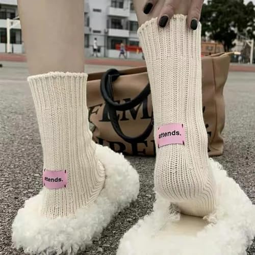 XIBANY 5pairs Pink Solid Thick Thread Double Needle Medium Sleeve Socks For Men And Women Couples Sports Retro Stacked4