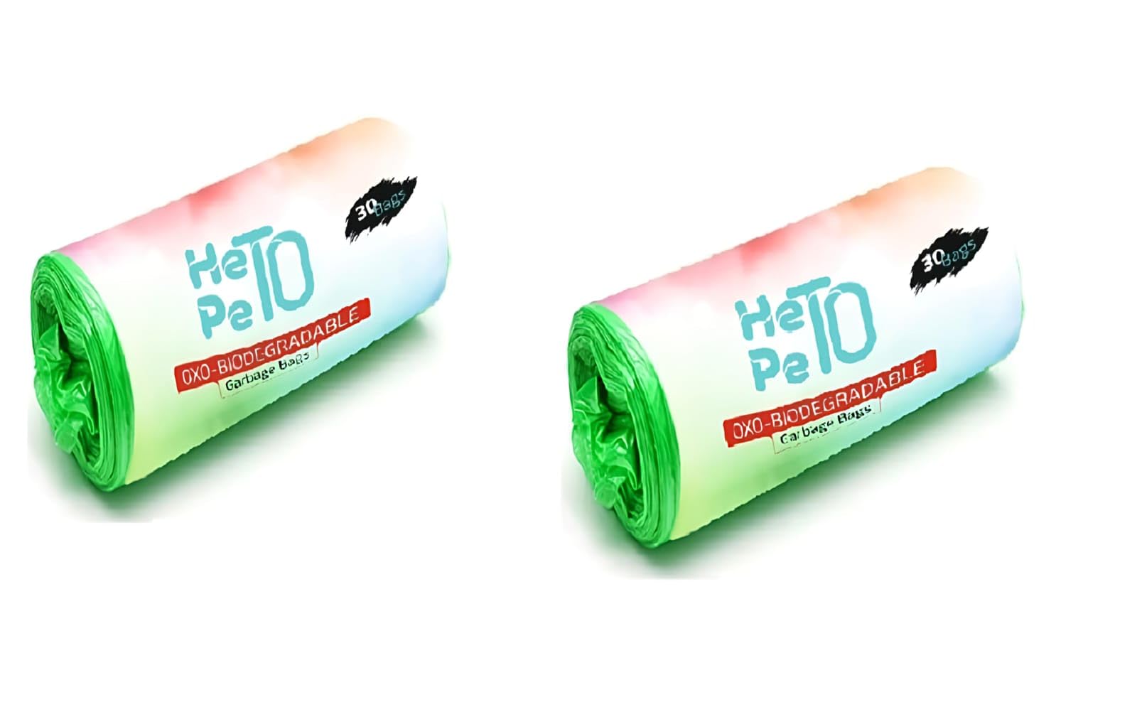 Biodegradable Garbage Bags for Dustbin - Large 19 x 21 Inches | 30 bags per Roll Trash Bag Eco Friendly Garbage Disposal Bags Dustbin Bag|Green(60 Bags)