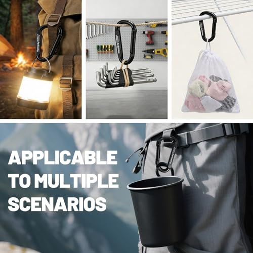 Image of Carabiner Clip, 3 inch Iron Heavy Duty Carabiners 855lbs-11KN /2475lbs for Hammocks, Camping Accessories,Hiking,Keychains,Outdoors and Gym etc,D Shaped Spring Hook Small Carabiners for Dog Leash,Harness.
