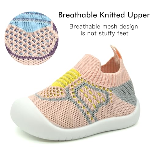 Baby Shoes Toddler First Walking Shoes Non-Skid Infant Sneakers Breathable Knitted Mesh Boy & Girls Tennis Shoes Slip-on Soft Sole Indoor Floor Slippers - Image 6