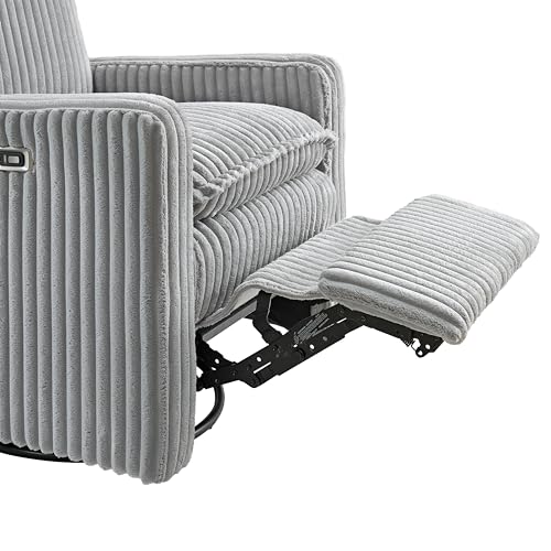 Image of Oxford Baby Uptown Power Recliner /Glider, Corduroy, Ash Gray