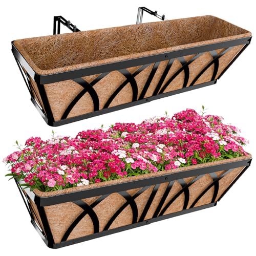 Halatool 24 Inch Railing Planter Box, 2 Pack Window Boxes Pl...