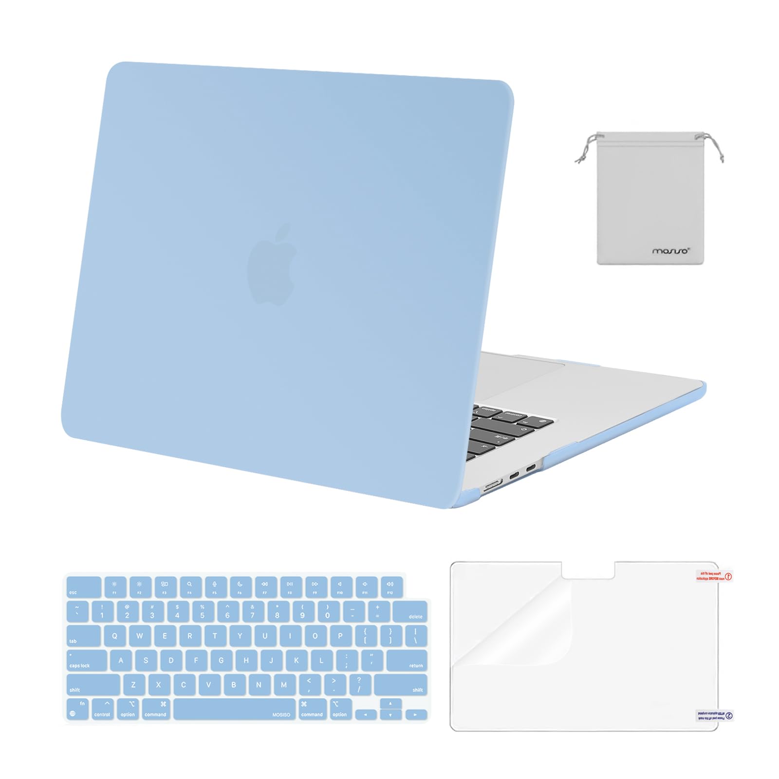 MOSISO Compatible with MacBook Air 15 inch Case M4 M3 M2 2026 2025 2024 2023 Release A3241 A3114 A2941 with Touch ID, Plastic Hard Shell Case&Keyboard