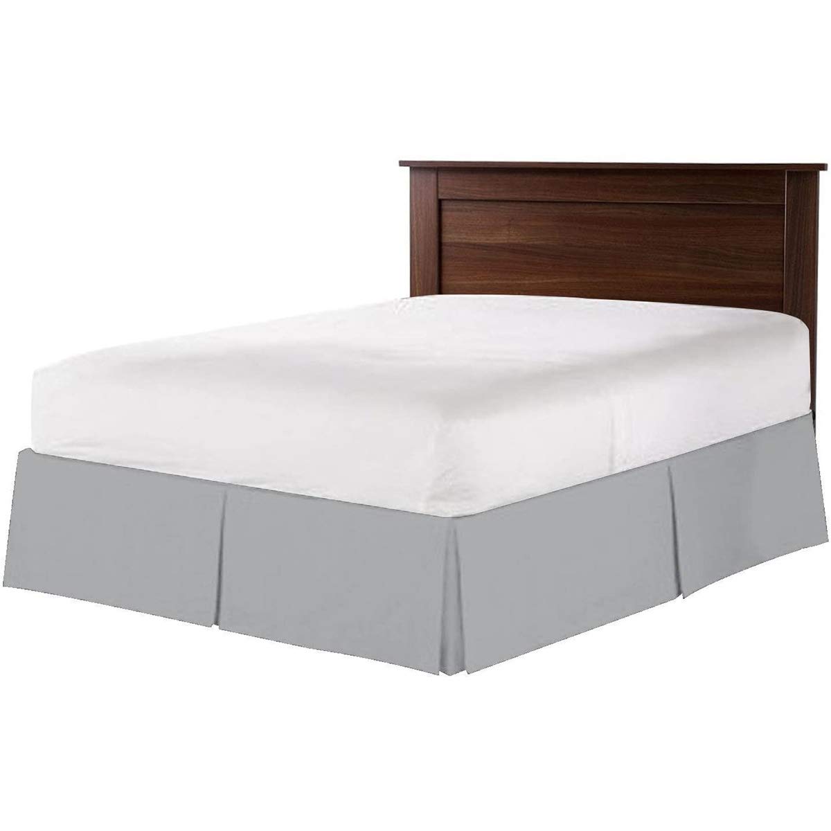 GEBIN Bed Base Skirt, Bed Skirt, Easy Care Soft Brushed Microfibre Fabric - Pleated - Fits Under The Mattress & Down To The Floor,15 Inch Drop (Light grey,Single)