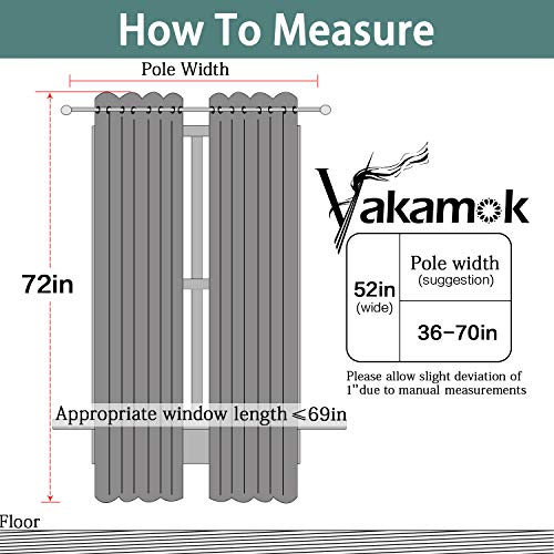 Yakamok Blackout Curtains Room Darkening Thermal Insulated Grommet top Window Curtains for Living Room, 52 x 72 Inch, Light Beige, Set of 2