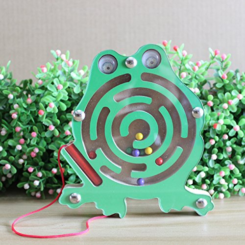 FunnyGoo Mini Pen Driving Labyrinth aus Holzperlen für Kinder ab 3 Jahren - Perfect Xmas (Frog)