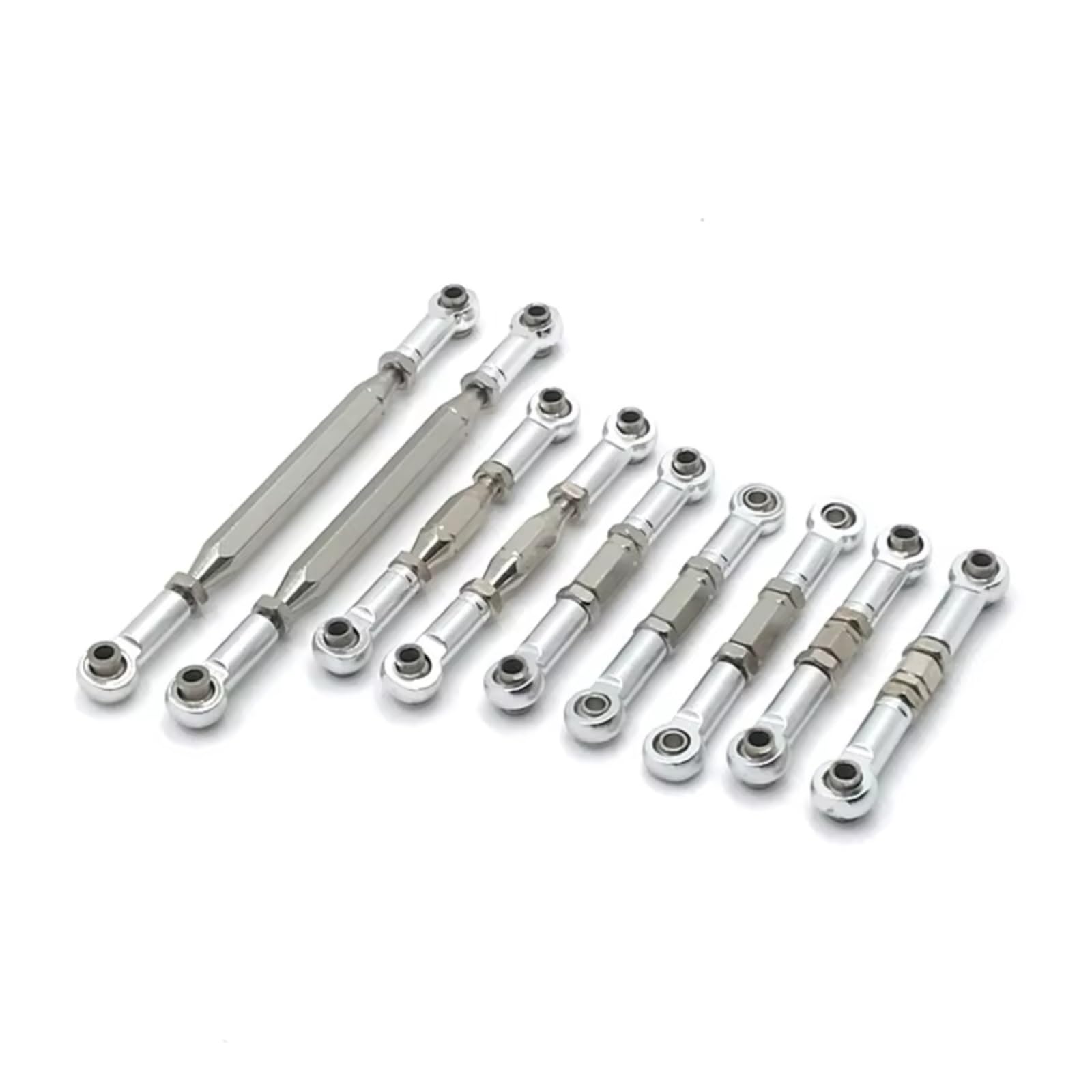 Rc Special Connecting Rod for WLtoys 12423 12427 12428 12429 1/12 Metal Adjustable Pull Rod Steering Linkage Assembly RC Car Parts Accessories Replacement and Use(Silver)
