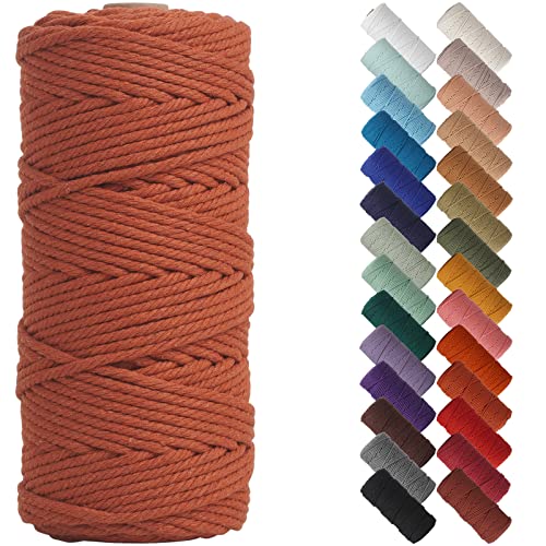 NOANTA Reddish Brown Macrame Cord 3mm x 109yards, Colored Macrame Rope, Cotton Rope Macrame Yarn, Colorful Cotton Craft Cord for Wall Hanging, Plant Hangers, Crafts, Knitting