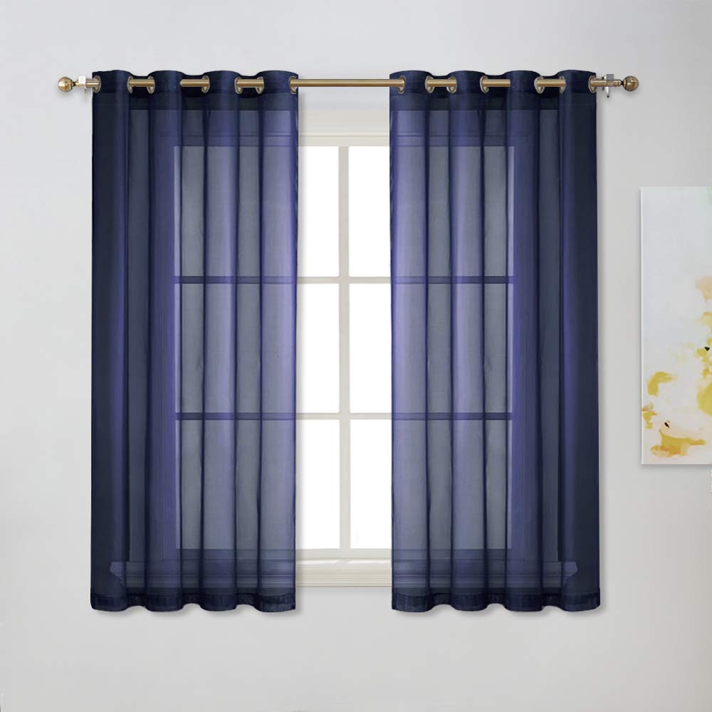 Navy Blue Sheer Curtains Curtains & Drapes