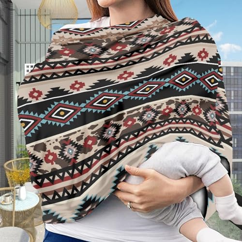 Image of Fashion Tribe Aztec Pattern Baby Multi-use Cover, Mother Nursing Cover,Comfortable Stretchy Nursing Scarf Shopping Cart Cover Fit for Baby Stroller and Mom