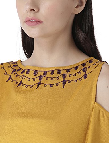 Image of MsFQ Women's Plain Regular fit Top (FTSF401795-Yellow-S Yellow S)