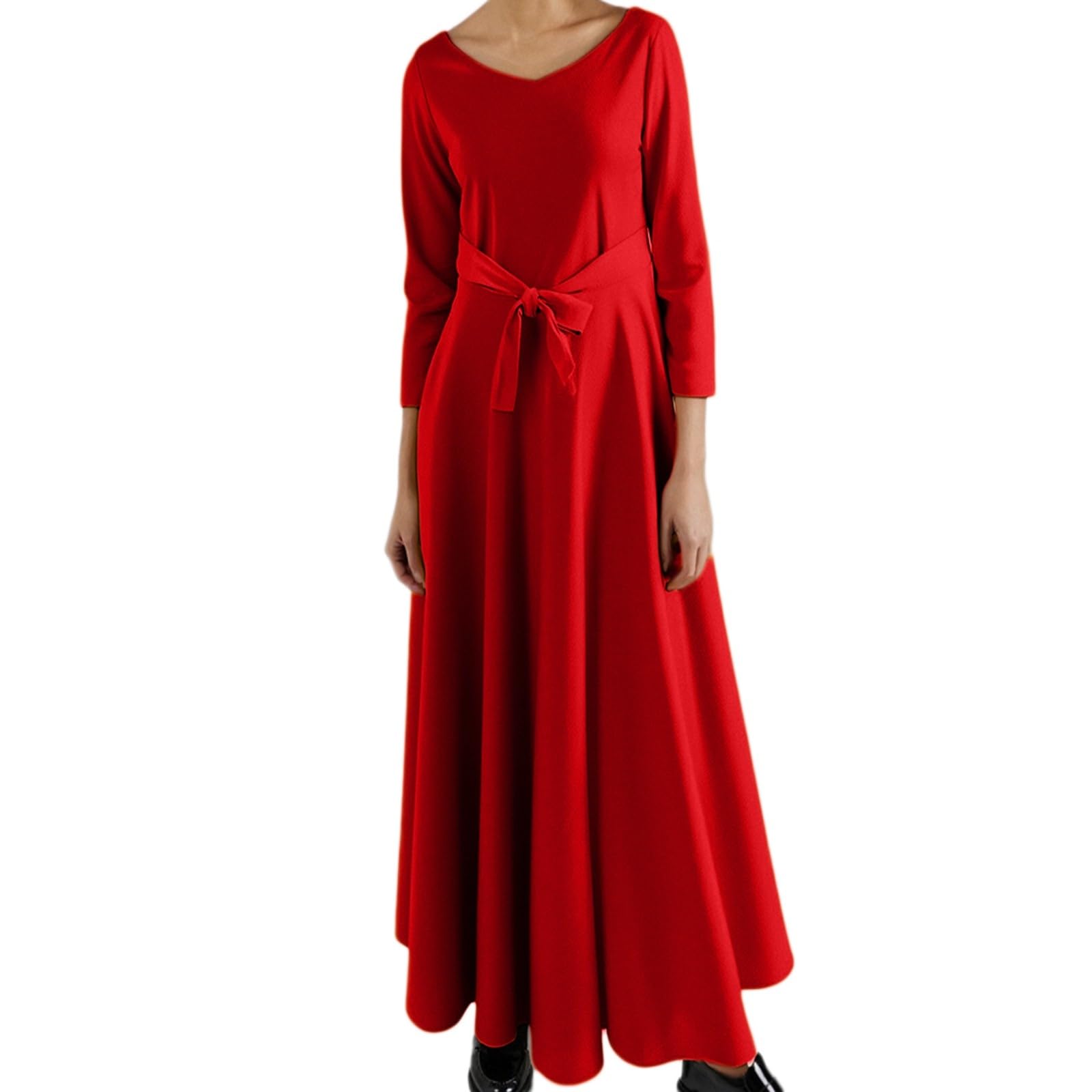 Robe longue femme col V casual chic de taille ample