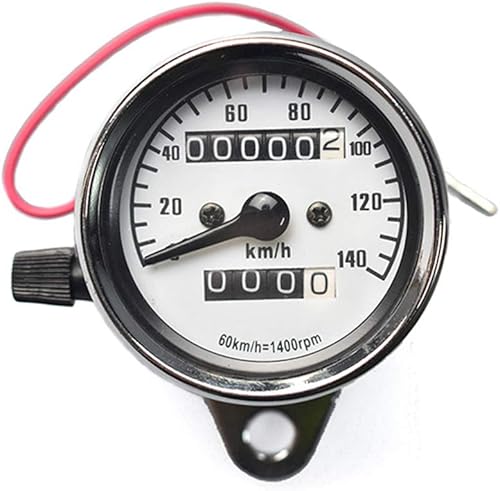 Miniatura 8 de 0032 motocicleta velocímetro doble odómetro 2.559 in 12V con luz trasera LED inoxidable universal negro