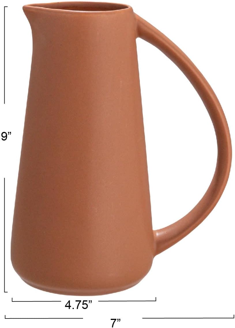 Bloomingville Modern Stoneware Pitcher, Matte Terracotta