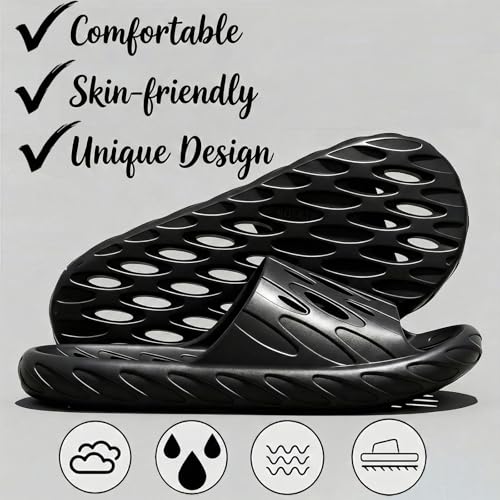 Image of Mens Shower Shoes | Bath Slippers with Holes | Quick Dry Non Slip Indoor Home Bedroom Pool Spa College Dorm Guest