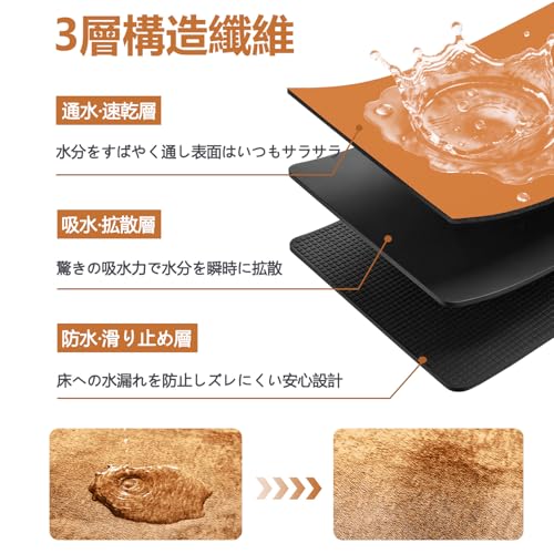 TYUU バスマット ソフト【瞬間吸水 x 洗える】 お風呂マット 足ふきマット 速乾 吸水 快適 衛生的 滑り止め付き 浴室 洗面所 脱衣所 おしゃれ 一人暮らし オレンジ 50×75cm [5]