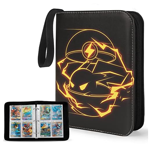 Card Binder Compatible with Pokemon Trading Card, Case Binder Holder, Gifts for Boys Holds Up to 400+ Cards Organizer Portable Carry Travel Cover Storage Bag (black)