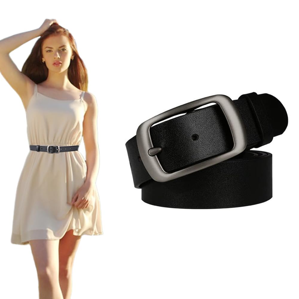 110CM PU Leather Belt for Women, Vintage Ladies Waist Belt With Chic Faux Leather Design, Fashion Buckle for Jeans Pants Dress