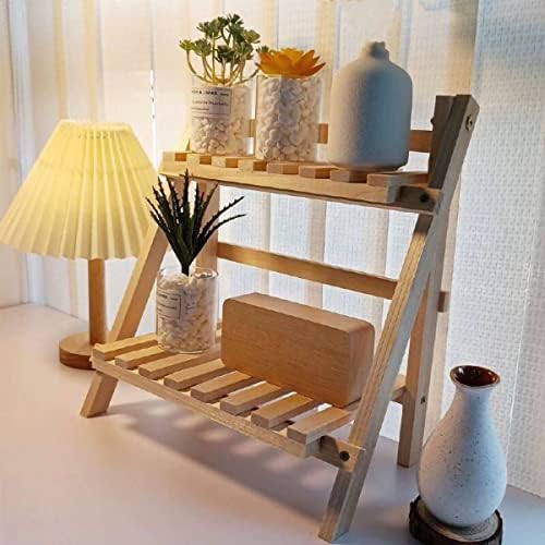 Zmual Wooden Desktop Storage Shelf, 2-Tier Table Rack, Trapezoidal Desktop Storage Rack, Office Storage Rack,Stylish Desktop Decoration, for Dorm, Home, School, Office,etc
