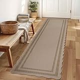 Homcomodar Teppich Läufer Flur 80x200cm Läufer Flur Küchenläufer rutschfest Teppich für Küche, Korridor,Schlafzimmer, Balkon Jute-Look Indoor Outdoor Läufer Waschbar(Braun-Grenzen)