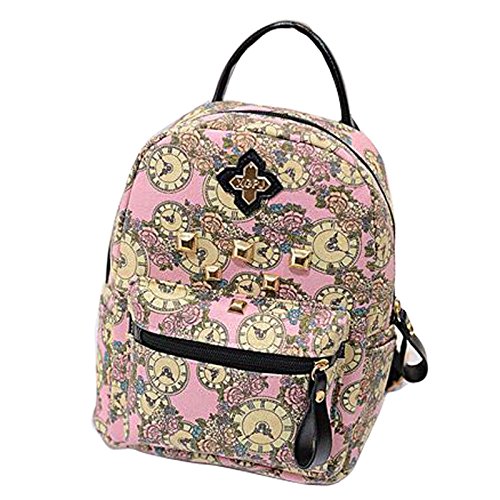Mochila de viagem Gaorui Flowers Vintage Mochila de lona, rosa, One Size