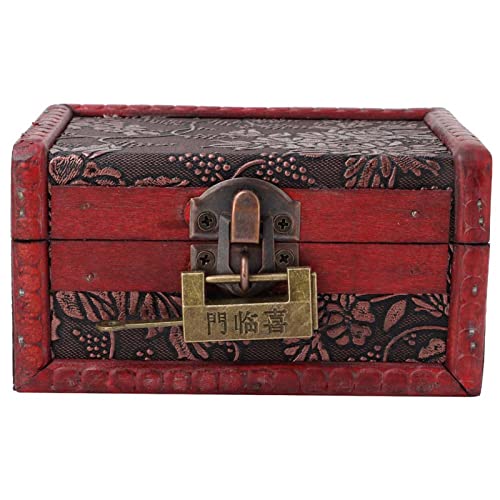 Caixa de armazenamento de joias de madeira vintage europeia com fechadura Decoração de casa estilo antigo estojo de bugigangas esculpidas para mulheres meninas organizador de