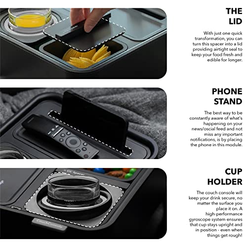 CouchConsole-Original-Cup-Holder-Tray-Drinks-Snacks-Sofa-Caddy-with-Armrest-Table-with-Phone-Stand-TV-Remote-Control-Storage-and-Organizer-for-Living-Rooms-RV-and-Cars-BlackGray
