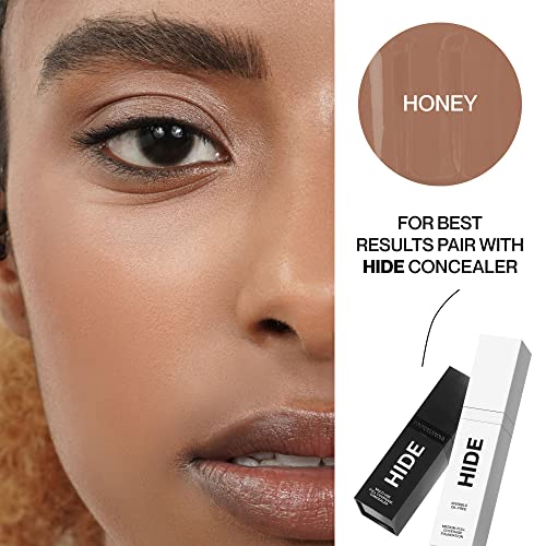 Hide Premium Liquid Foundation, See Shade Finder Below For Perfect Match, Multi-Use Waterproof Foundation, Medium/Full Coverage Foundation, Oil Free – We Have A Shade For All Skin Types, 1 Fl. Oz. (Honey) #TOP4