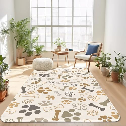 Tapete área lavable 5x7 con diseño de huellas de perro y gato miniatura 7