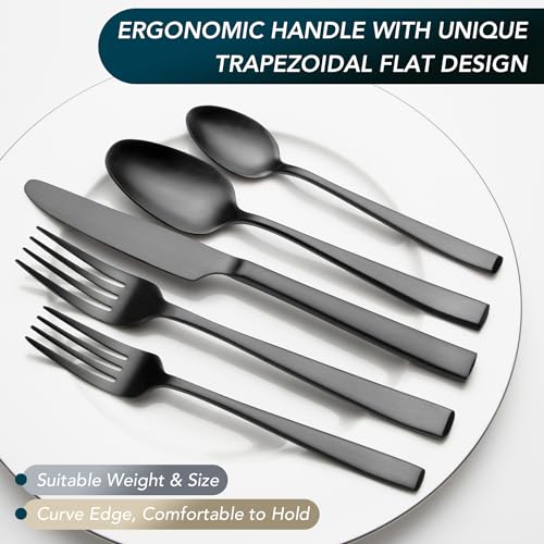 Matte-Black-Silverware-Set-EIUBUIE-40-Piece-Premium-Stainless-Steel-Black-Cutlery-Set-for-8-Matte-Flatware-Set-Black-Kitchen-Utensils-Sets-Include-Forks-Spoons-Knives Matte Black Silverware Set EIUBUIE 40 Piece Premium Stainless Steel Black Cutlery Set for 8 Matte Flatware Set Black Kitchen Utensils Sets Include Forks Spoons Knives