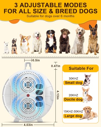 Image of Anti Barking Device for Dogs, Rechargeable Ultrasonic Bark Box with 3 Modes, Dog Bark Deterrent Device Up to 35Ft Range, Dog Barking Silencer for Indoor and Outdoor Use (White)