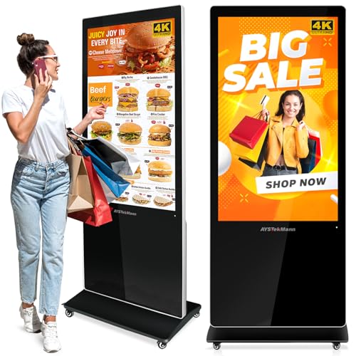 Image of 55 inch Digital Signage Displays, 4K LCD Capacitive Touch Screen Floor Standing Digital Signage, Indoor Digital Adverstising Kiosks with HDMI Input, Android 11(2+32GB)