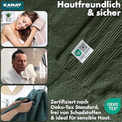 KARAT Towels - 8-teiliges Set Handtücher aus 100% Baumwolle - 2 x Badetuch, 2 x Handtuch und 4 x Seiftuch, Oeko-Tex 100 Zertifiziert (Grün, Bay) – Bild 5