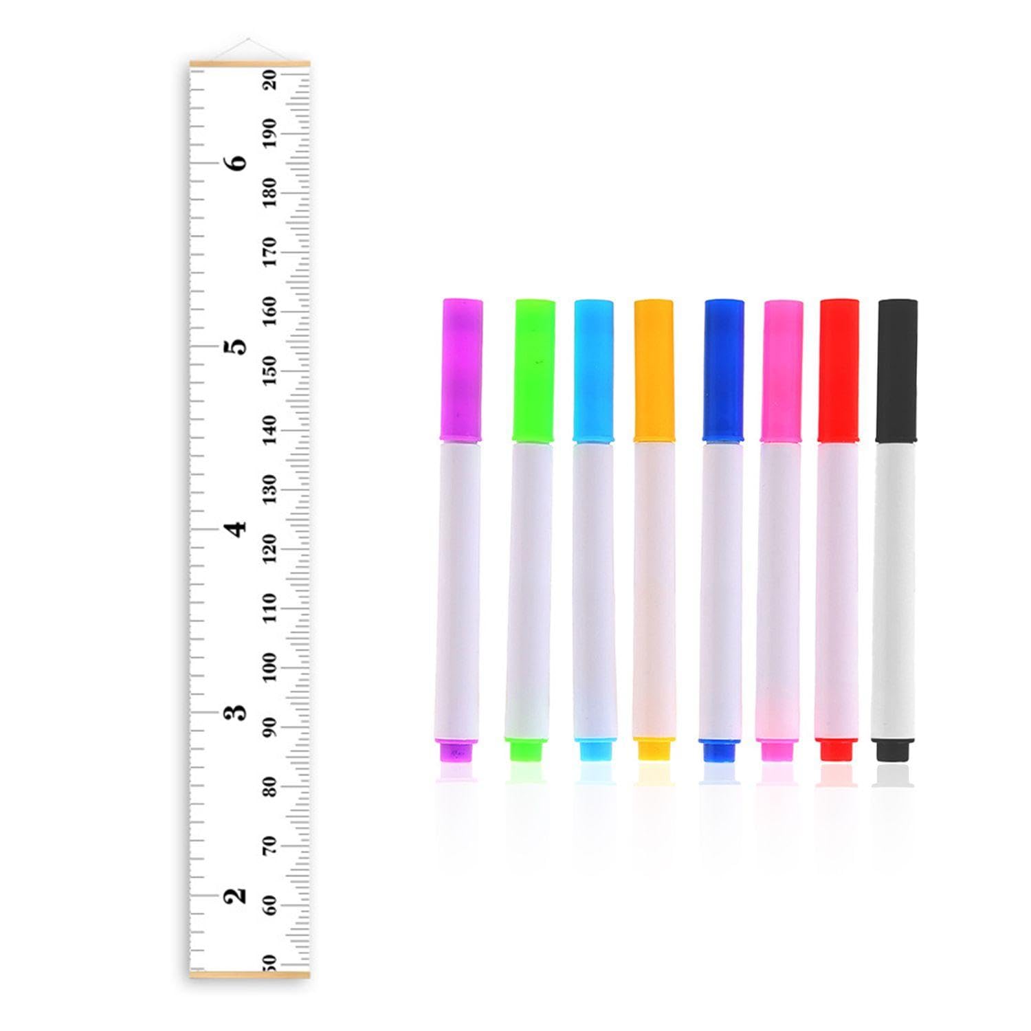 1 Piece of Children's Height Chart, 8 Color Paintbrushes, Canvas Height Ruler, Children's Height Measuring Device