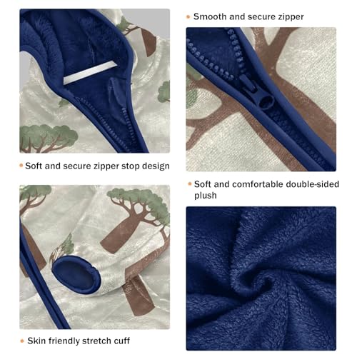 Baobab Trees on Wavy Background Toddler Fleece Jacket Girl Boys Hooded Fleece Jacket Coat Warm Outwear Zip-up 3-10T3