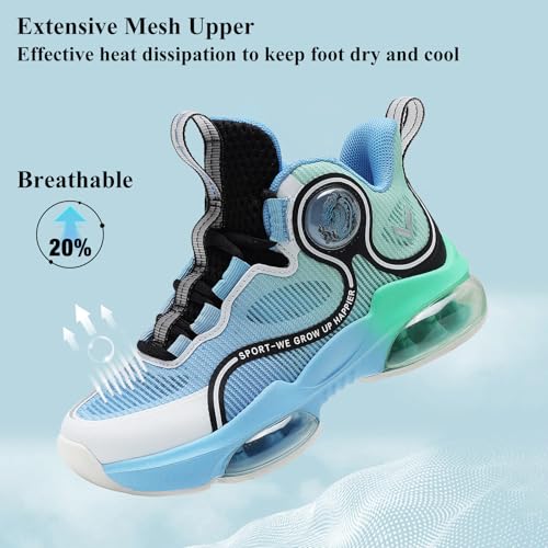 VITUOFLY Kids Basketball Shoes Boys Air Cushion Sneakers Girls Mid Top School Hoops Shoes Non-Slip Outdoor Sports Running Gym Comfortable Durable Little Kid/Big Kid2