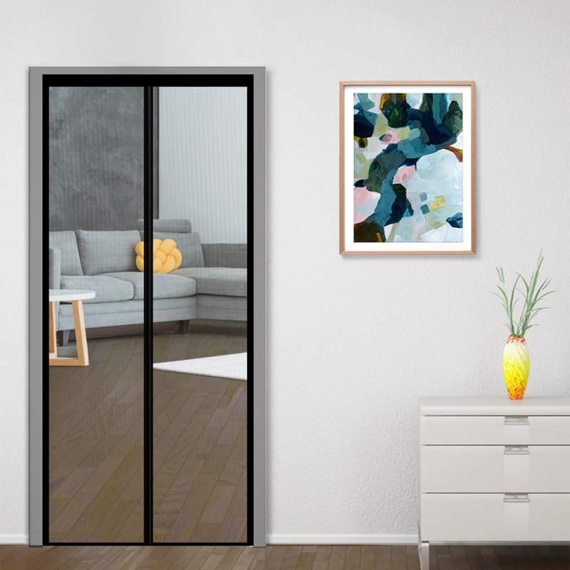 Classic Mosquito Net for Door Fiberglass Magnetic Curtain Auto Closing Insect Screen for All Door Types with Self Adhesive Hook Tape (200X140cms, Black) (B09RH5TFMX) Amazon Price History, Amazon Price Tracker
