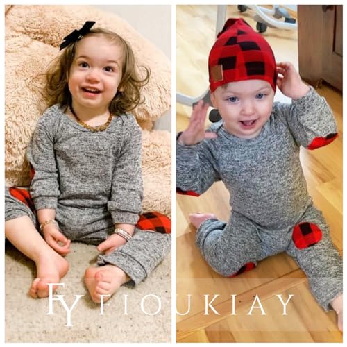 Newborn Baby Boys Girls Buffalo Plaid Christmas Outfits Romper Infant One Piece Christmas Clothes Jumpsuit with Hat4