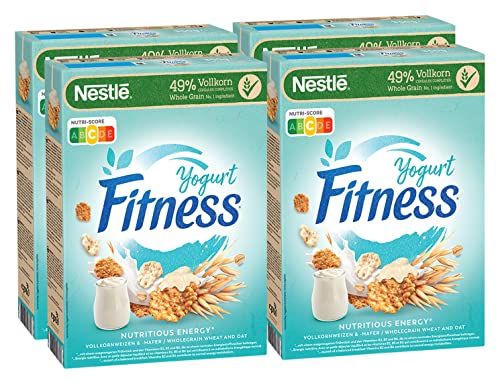 Nestlé Fitness Joghurt, Frühstückscerealien mit Vollkorn und teilweise Joghurtgeschmack, 4er Pack (4x350g)