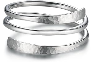 LUKRAY Hammered Wire Wrap Thumb Ring in Sterling Silver, Personalized Statement Thumb Ring
