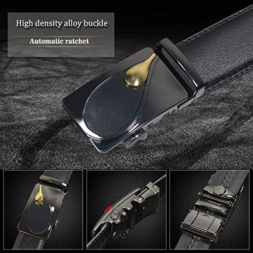 Micro-Adjust Slide Ratchet Genuine Leather Belt Men Dress Pants Shirt Executive Gift2