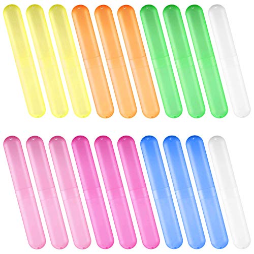 Travel Toothbrush Case Holder, Plastic Portable Toothbrush Storage Box,7 Assorted Colors Toothbrush Toothpaste Case Cover Protector for Daily and Travel Use,20 Pcs