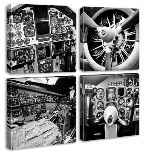 Vintage Airplane Canvas Wall Art Set