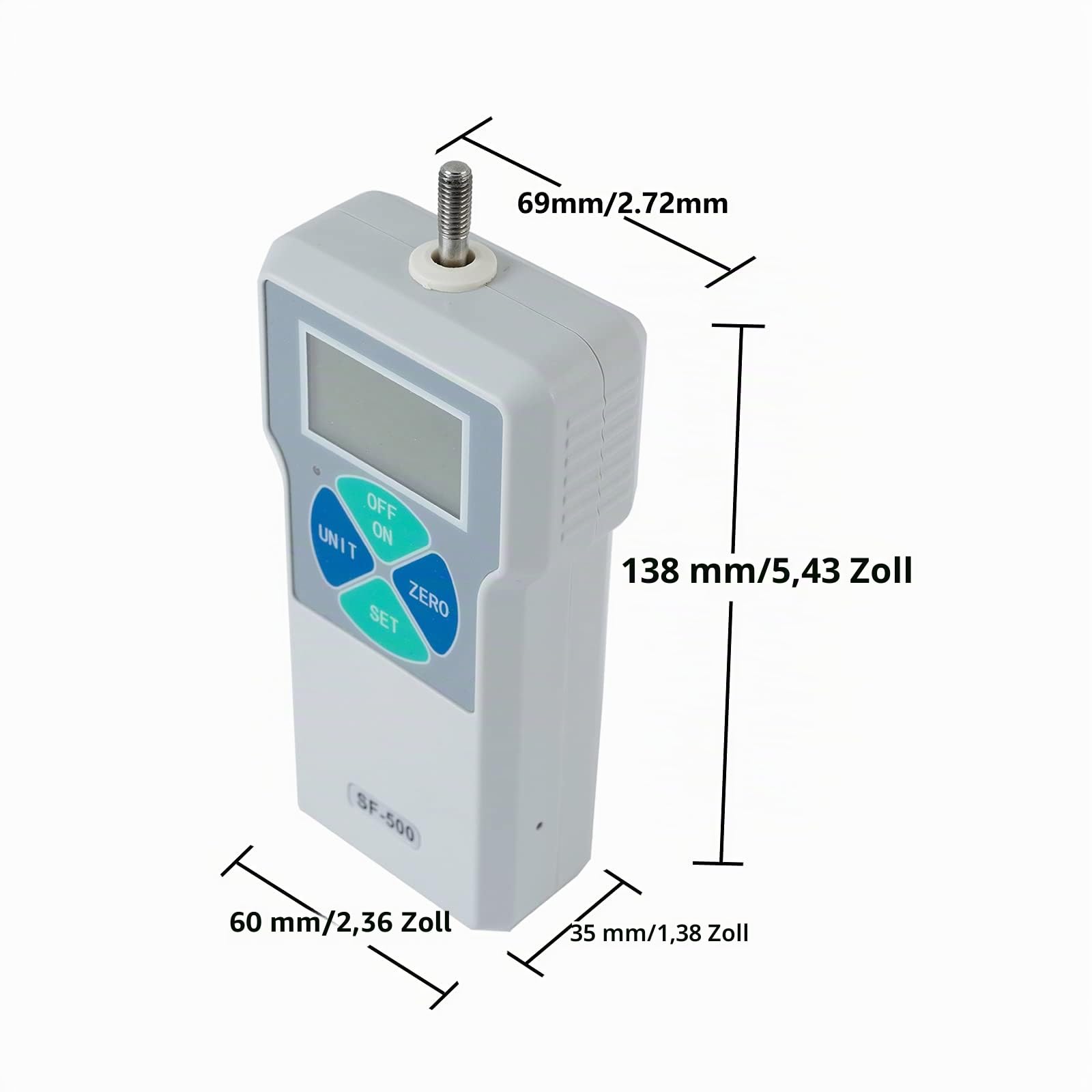 Beslands Digitales Kraftmessgerät Tragbares Druck- und Zugmessgerät Digitales Kraftmesser(300/500N) (SF-500)