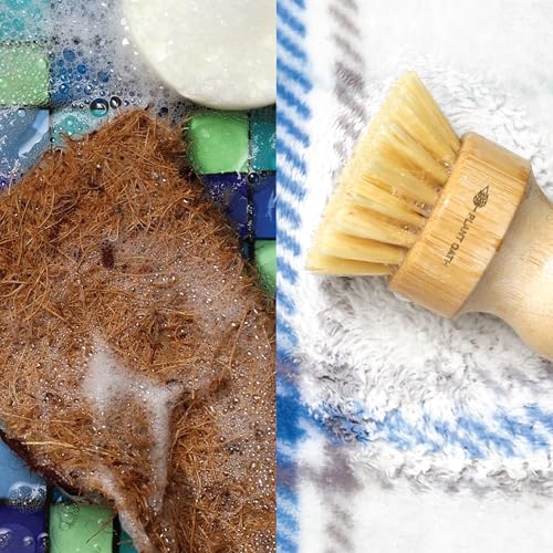Image of Bamboo Dish Brush Set #04 | Eco-Conscious Kitchen Cleaning Kit | Sustainable Gifts | Bridal Friends Family | Plastic-Free Tools