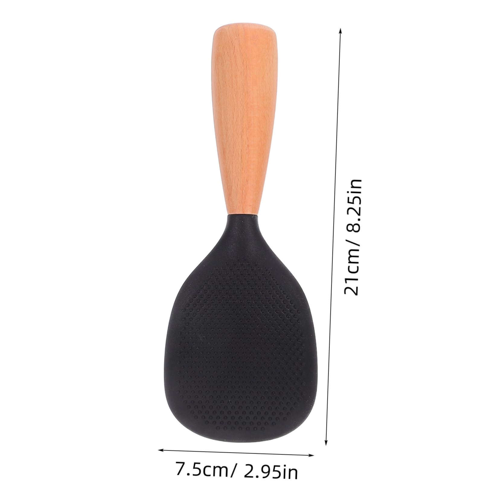 Garneck Silicone Rice Paddle with Wooden Handle Nonstick Reusable Kitchen Tool for Serving and Stirring Self Standing Design for Comfortable Grip for Rice Cooking More